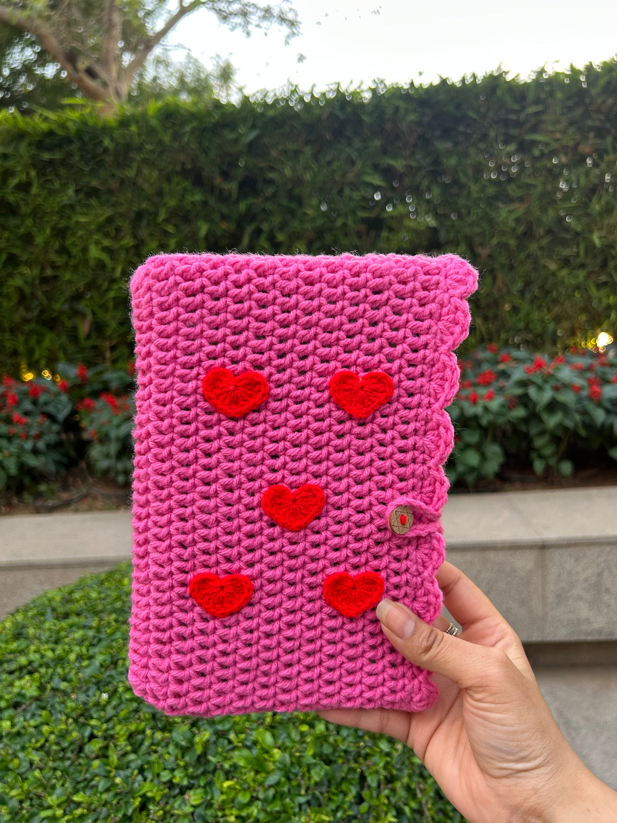 Pink Red Heart Book Sleeve