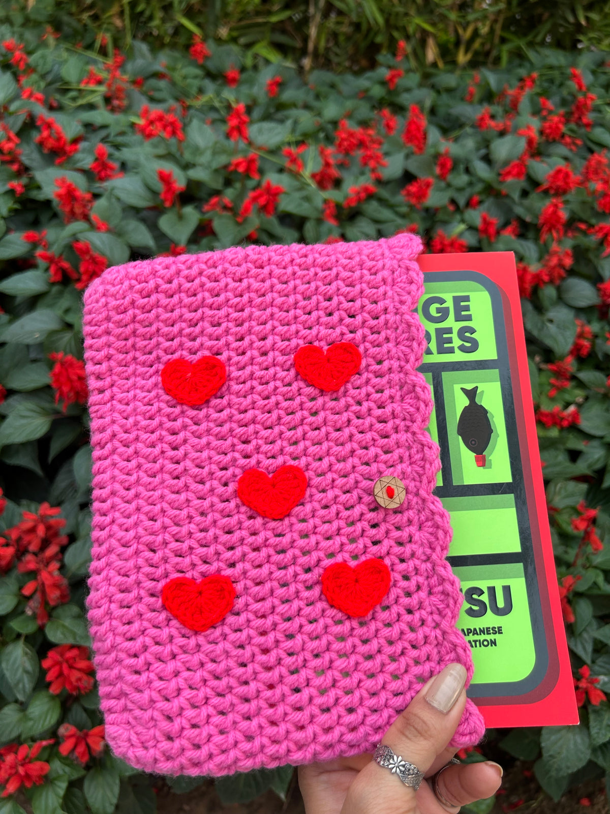 Pink Red Heart Book Sleeve